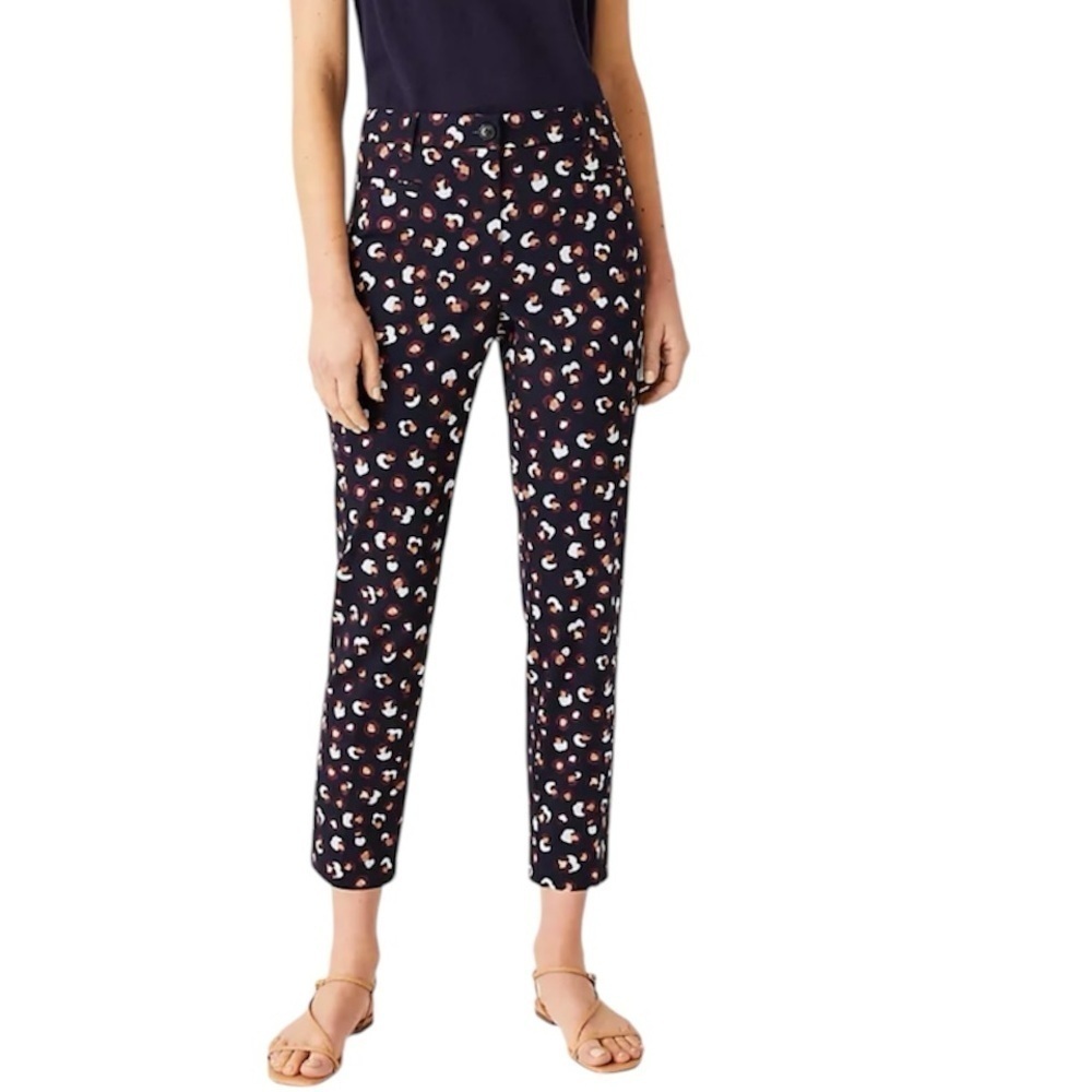 Ann Taylor | Women’s The Crop Leopard Print Blue Pants Size 8 NWT